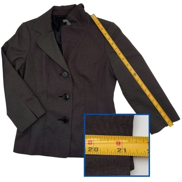 Ann Taylor Womens Collared 3-Button 2-Side Pockets Charcoal Suit Blazer, Sz 2 - Picture 5 of 8